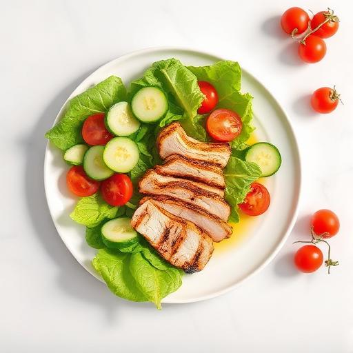 Grilled chicken salad being scanned for IBS trigger ingredients
